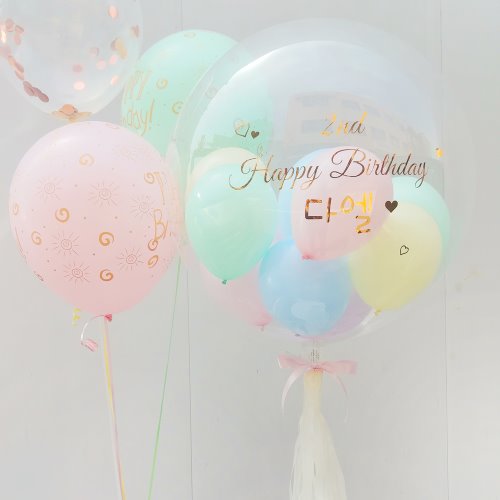 마카롱 버블+생일헬륨부케+레터링(5pcs)